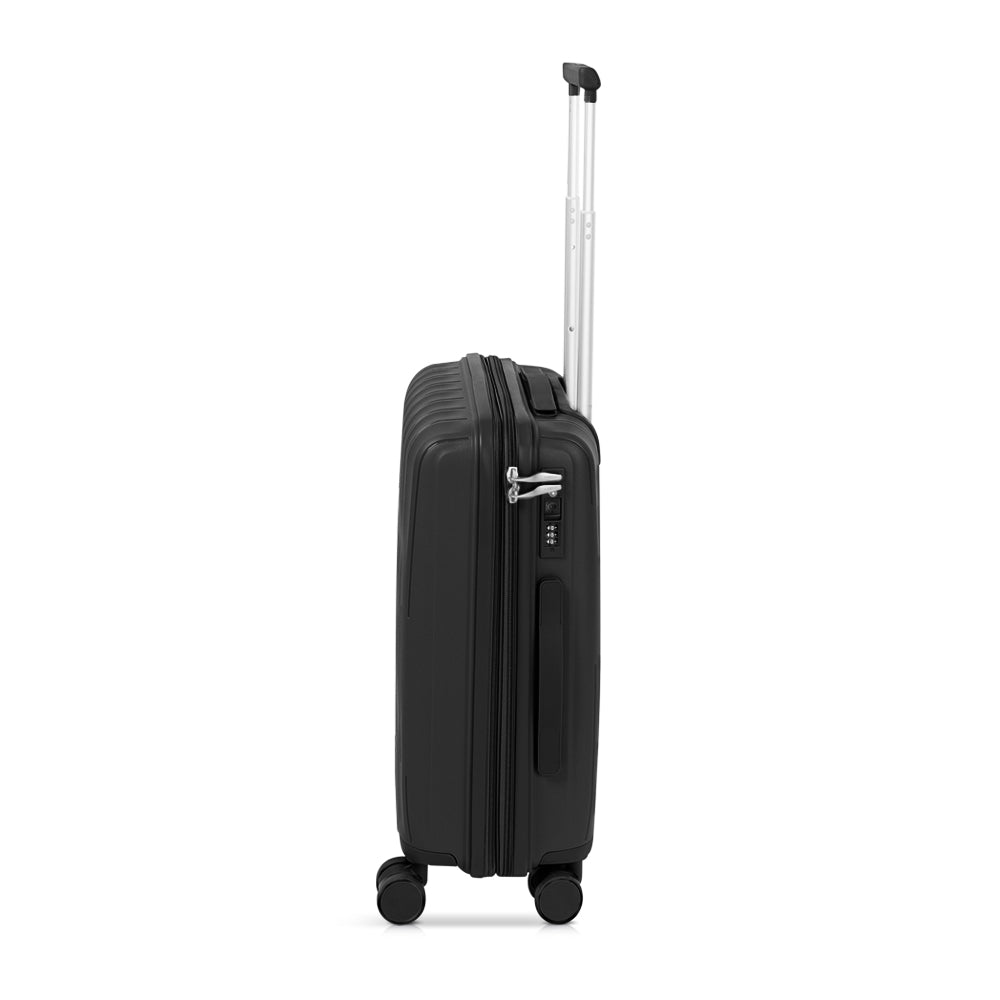 LASELLE FLEXLITE 20" 100% Polypropylene Double-Wheel Expandable Hard Case Spinner Luggage with Anti-Theft Zipper & TSA Lock - Midnight