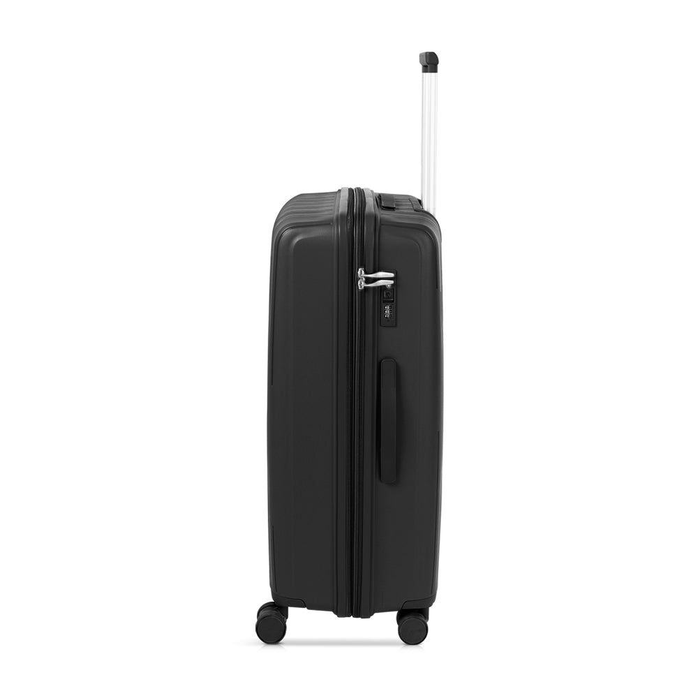 LASELLE FLEXLITE 28" 100% Polypropylene Double-Wheel Expandable Hard Case Spinner Luggage with Anti-Theft Zipper & TSA Lock - Midnight