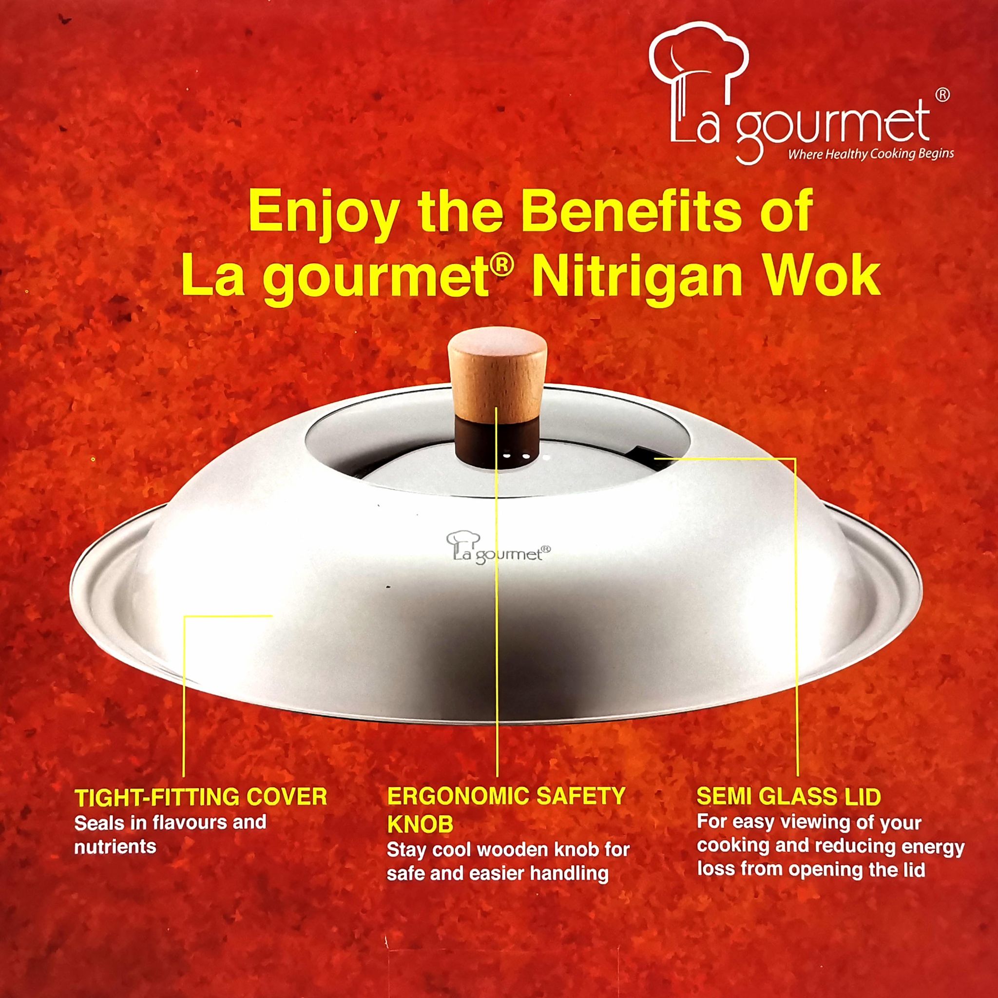 La gourmet Nitrigan 36cm Semi GLass Stainless Steel Cover (LGMCWCI394798N)