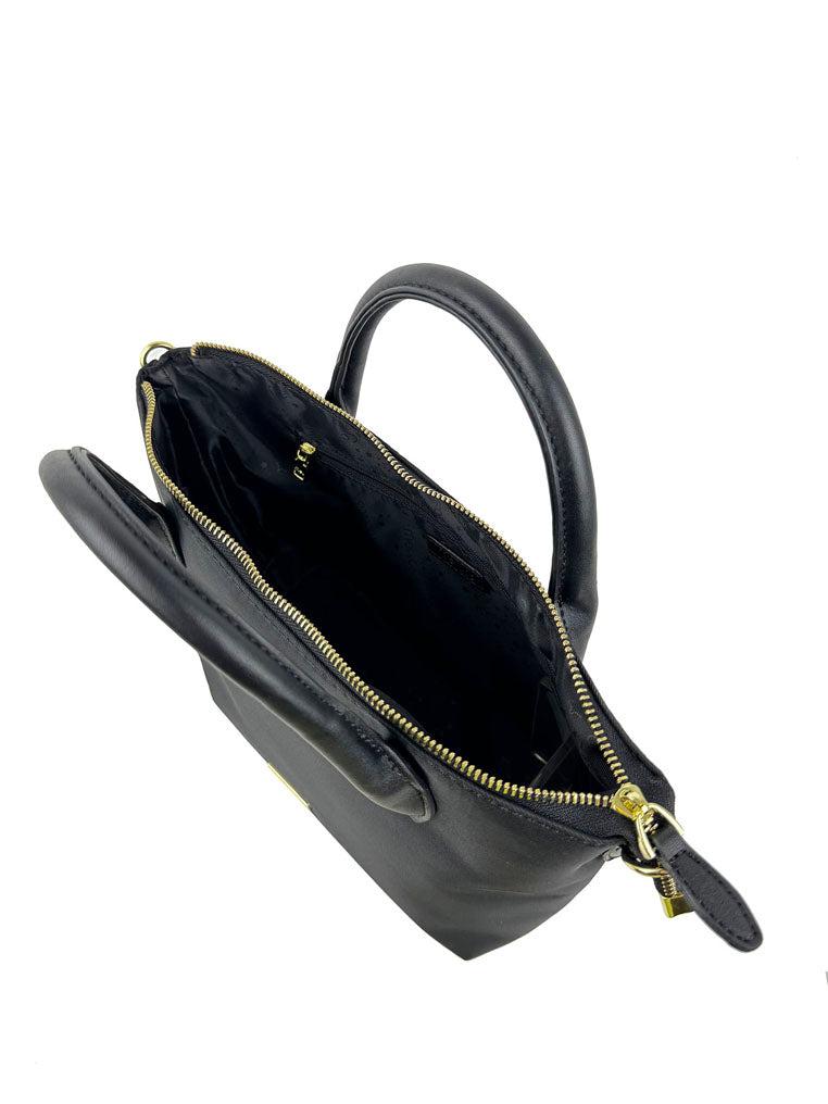 Mel&Co Nylon Satchel Bag With Webbed Strap - Black