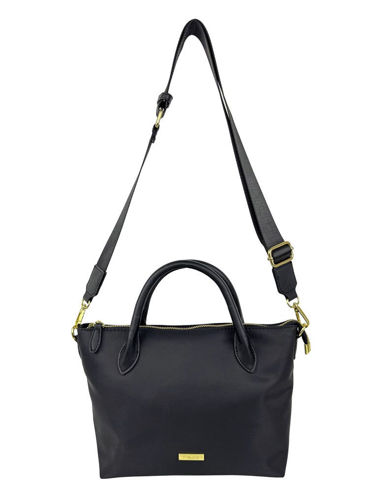 Mel&Co Nylon Satchel Bag With Webbed Strap - Black