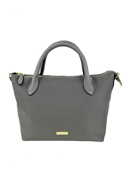 Mel&Co Nylon Satchel Bag With Webbed Strap - Light Grey
