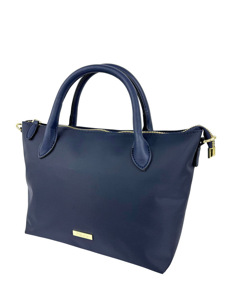 Mel&Co Nylon Satchel Bag With Webbed Strap - Navy