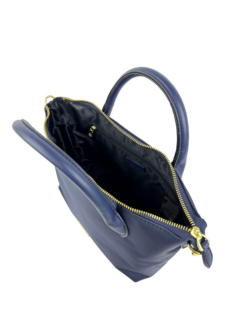 Mel&Co Nylon Satchel Bag With Webbed Strap - Navy