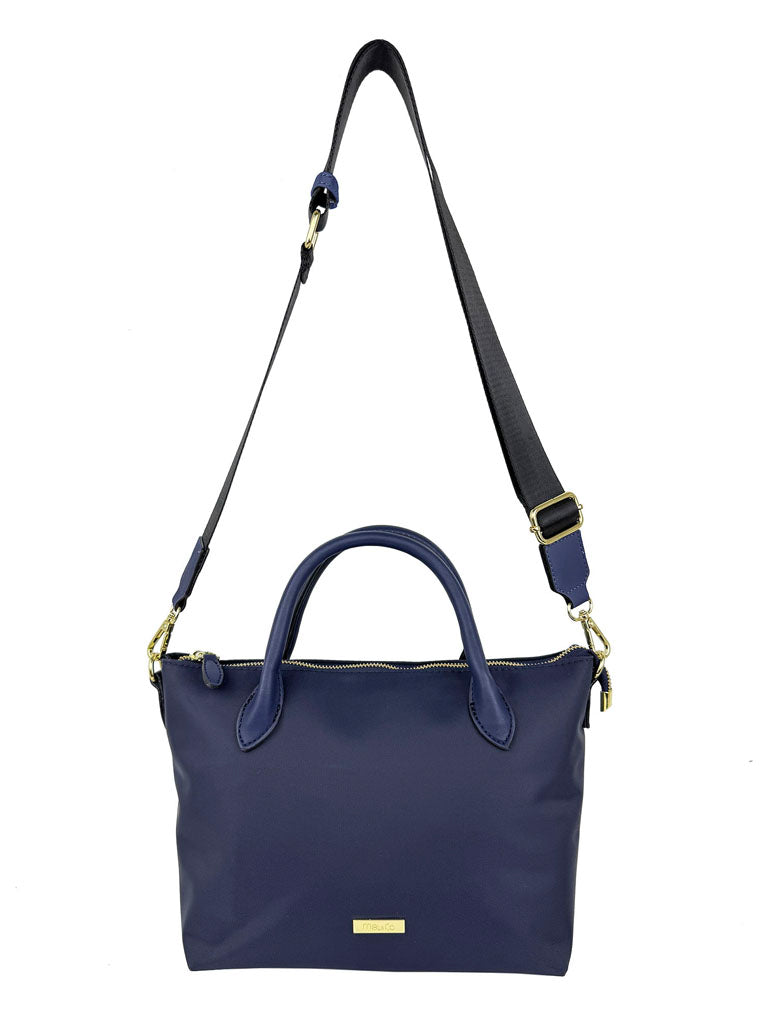 Mel&Co Nylon Satchel Bag With Webbed Strap - Navy