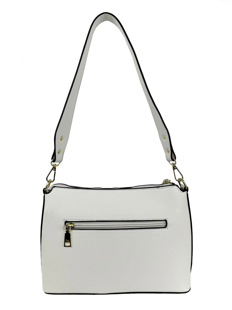 Mel&Co Basic Faux Leather Shoulder Sling Bag - White