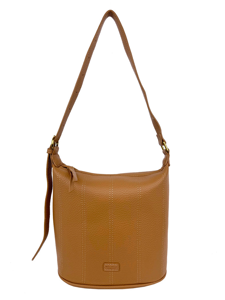 Mel&Co Pebbled Texture Stitch Shoulder Bag - Camel