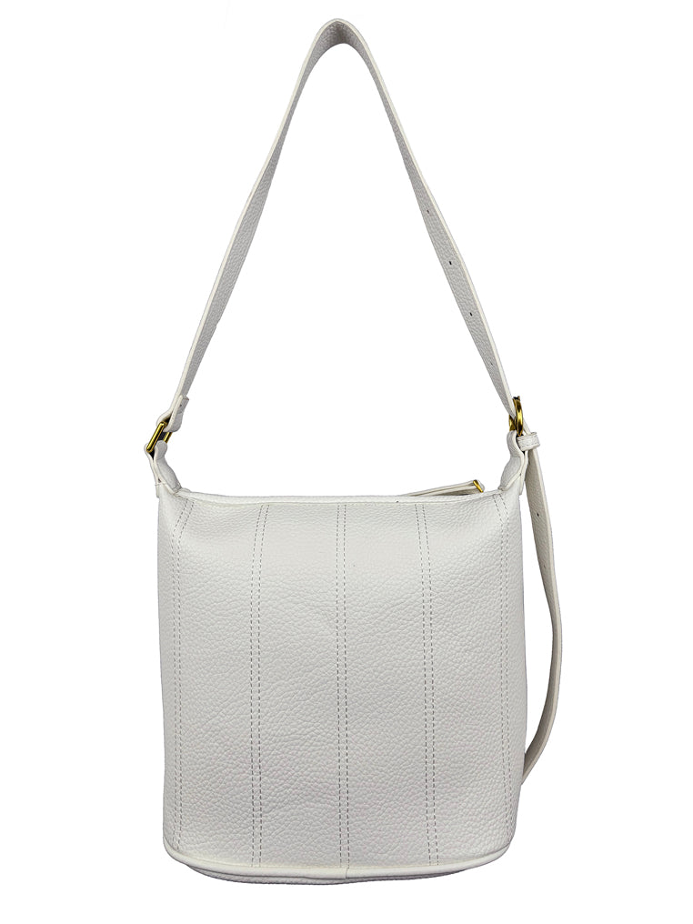Mel&Co Pebbled Texture Stitch Shoulder Bag - White