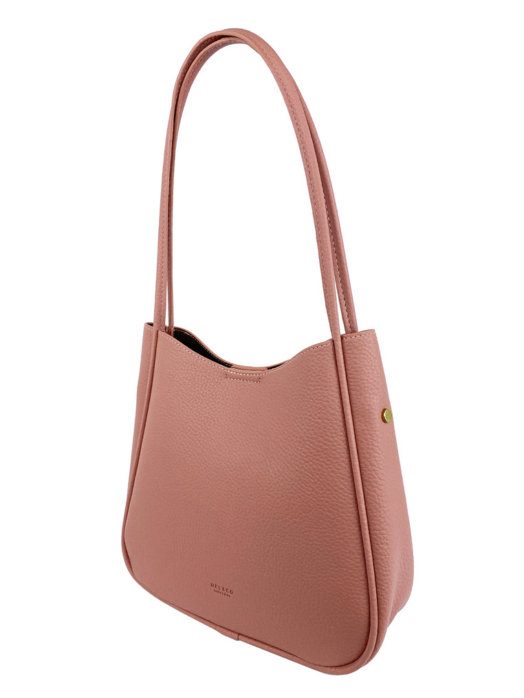 Mel&Co Pebbled Double Handle Shoulder Bag - Peach