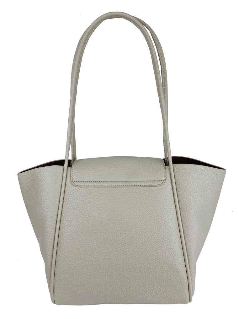 Mel&Co Pouch-Bag-In-Tote with Flap - Stone