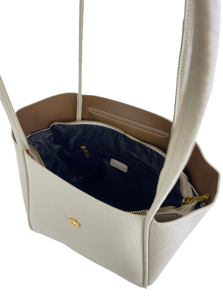 Mel&Co Pouch-Bag-In-Tote with Flap - Stone