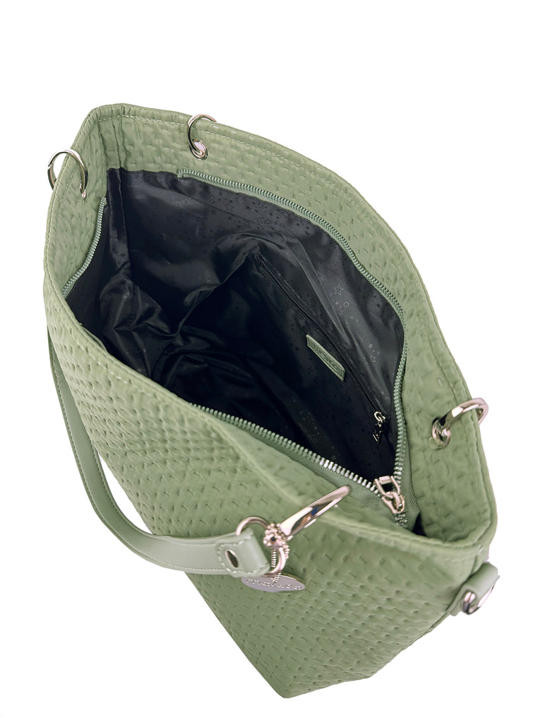 Mel&Co Embossed Nylon Double Handle Bag - Sea Green