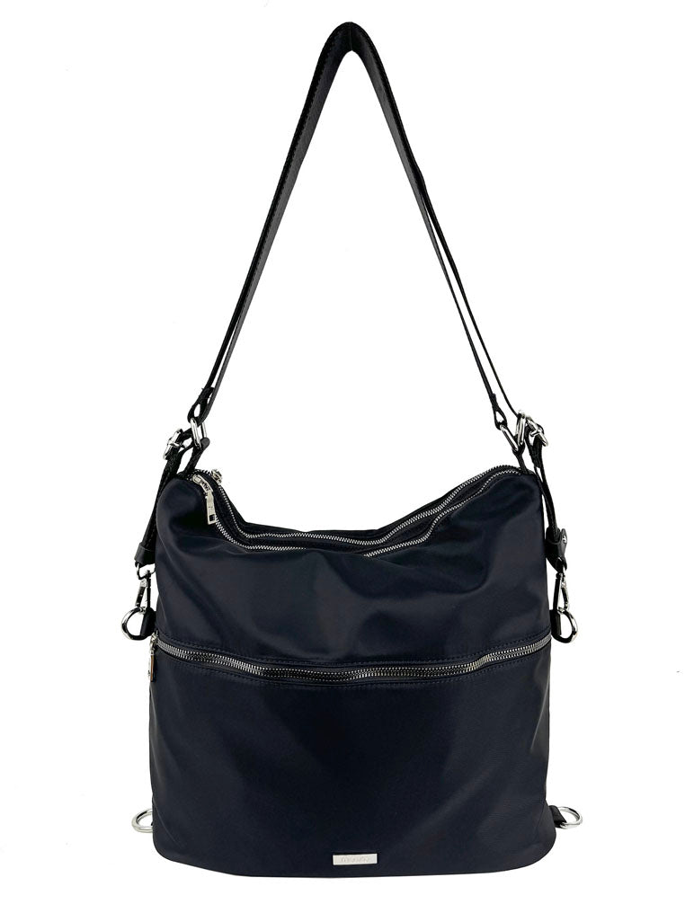 Mel&Co Nylon Two-Way Convertible Shoulder Backpack - Black