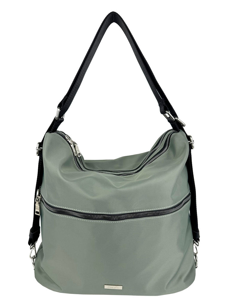 Mel&Co Nylon Two-Way Convertible Shoulder Backpack - Sea Green
