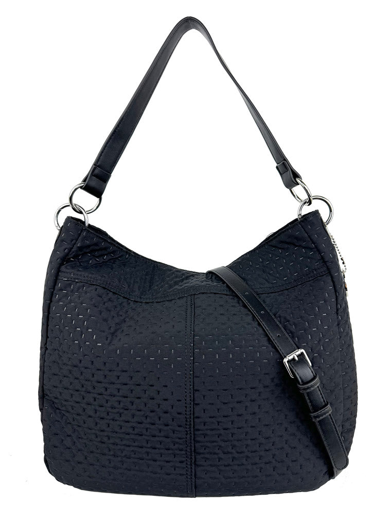 Mel&Co Embossed Nylon Single Handle Bag - Black