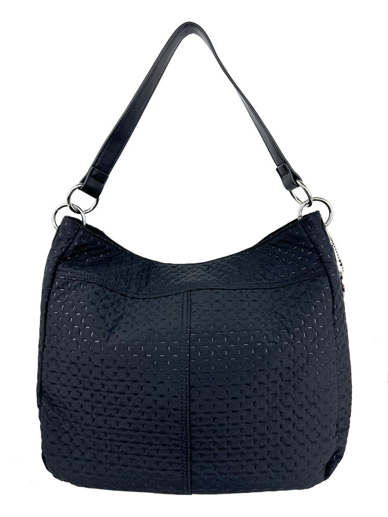 Mel&Co Embossed Nylon Single Handle Bag - Black