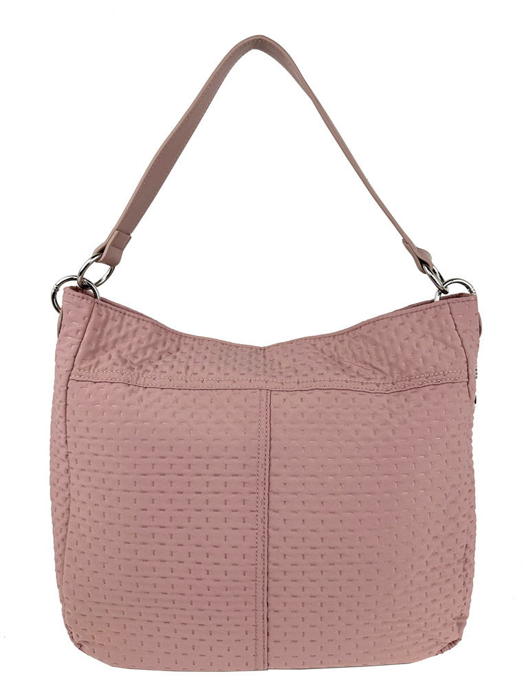 Mel&Co Embossed Nylon Single Handle Bag - Muted Pink