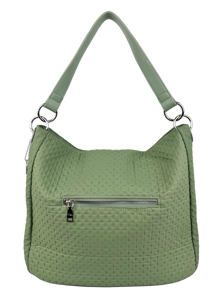 Mel&Co Embossed Nylon Single Handle Bag - Sea Green
