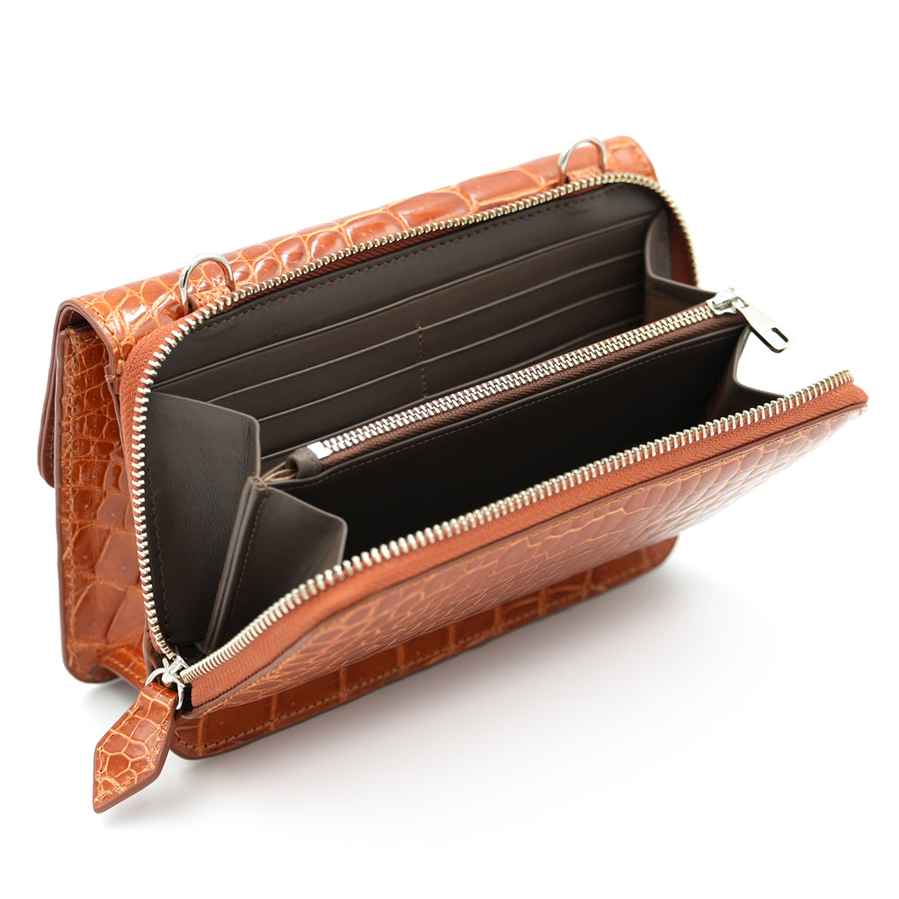 SANCHŌ Genuine Crocodile Leather Crossbody Bag - Toffee – OG Singapore