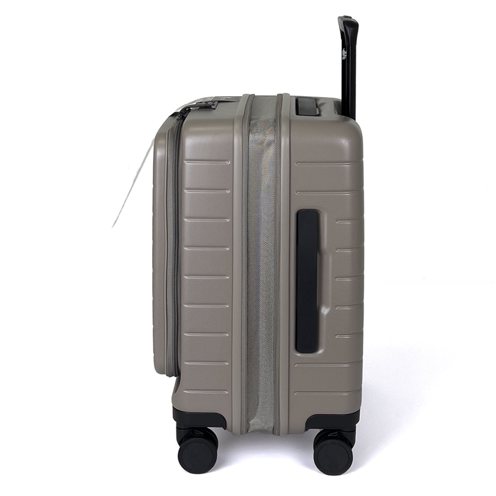 turaco 20" Silent Double-Wheel Expandable Polycarbonate Hard Case Luggage with Anti-Theft Zipper & TSA Lock - Beige