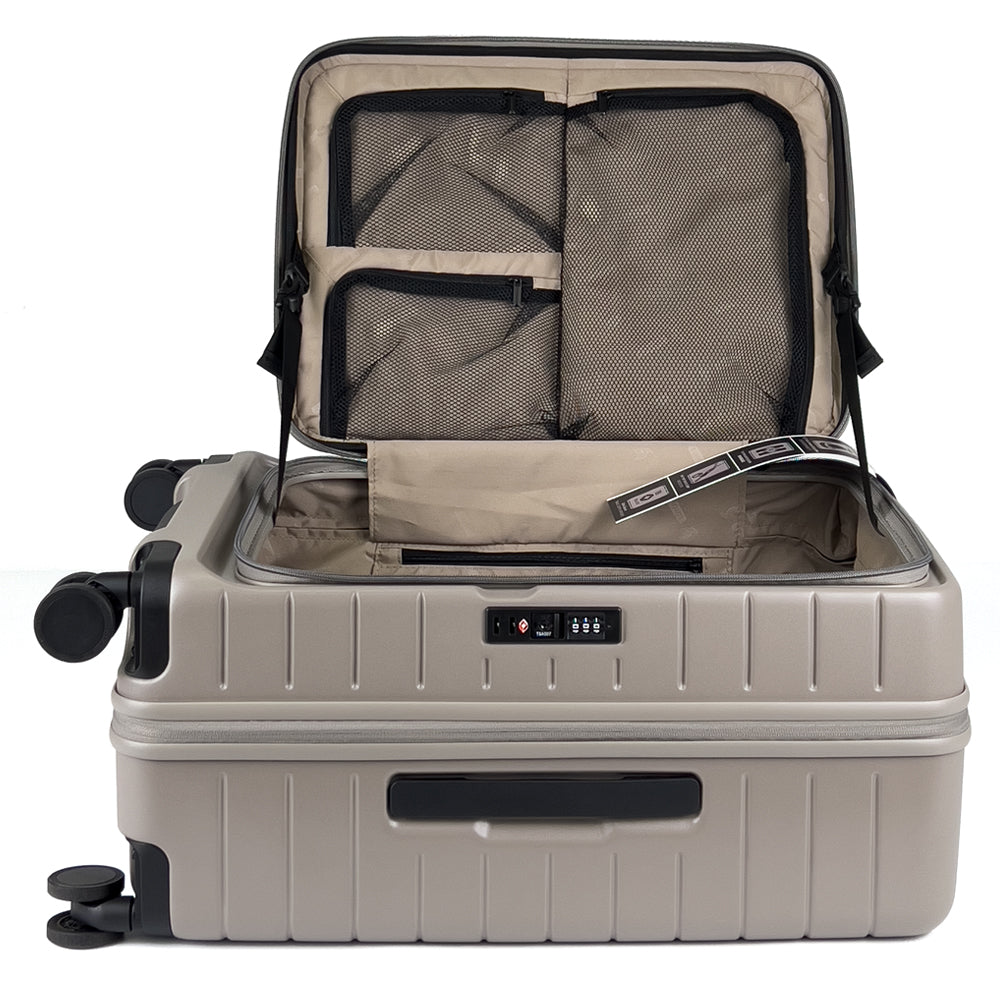 turaco 29" Silent Double-Wheel Expandable Polycarbonate Hard Case Luggage with Anti-Theft Zipper & TSA Lock - Beige