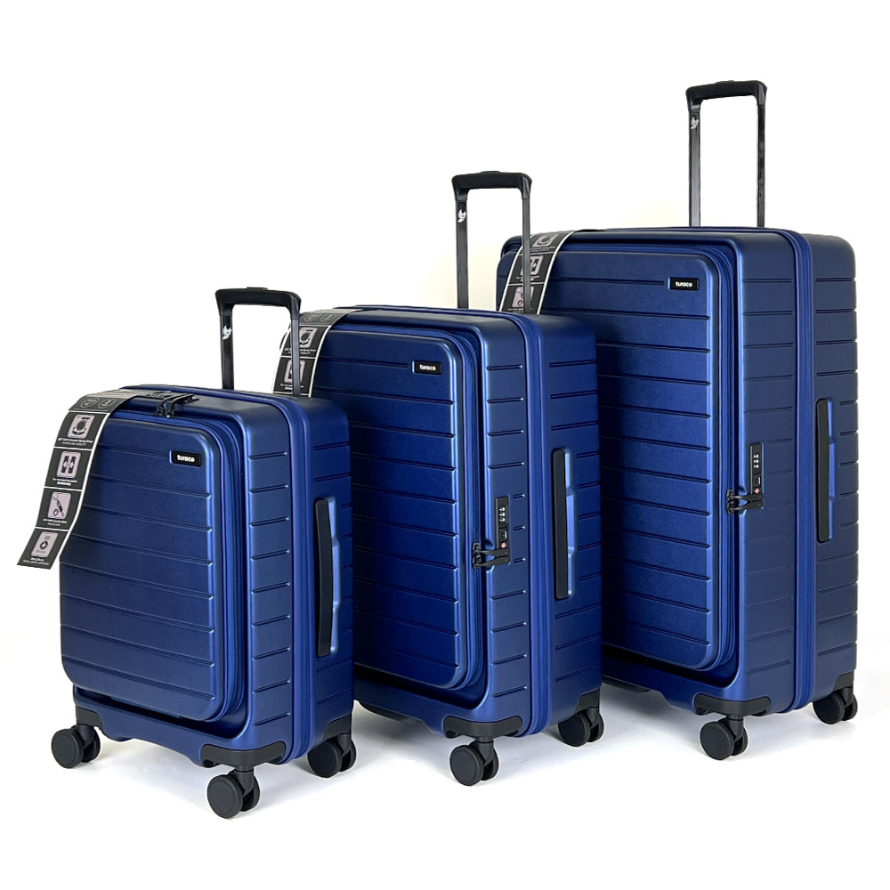 turaco 25" Silent Double-Wheel Expandable Polycarbonate Hard Case Luggage with Anti-Theft Zipper & TSA Lock - Navy Blue