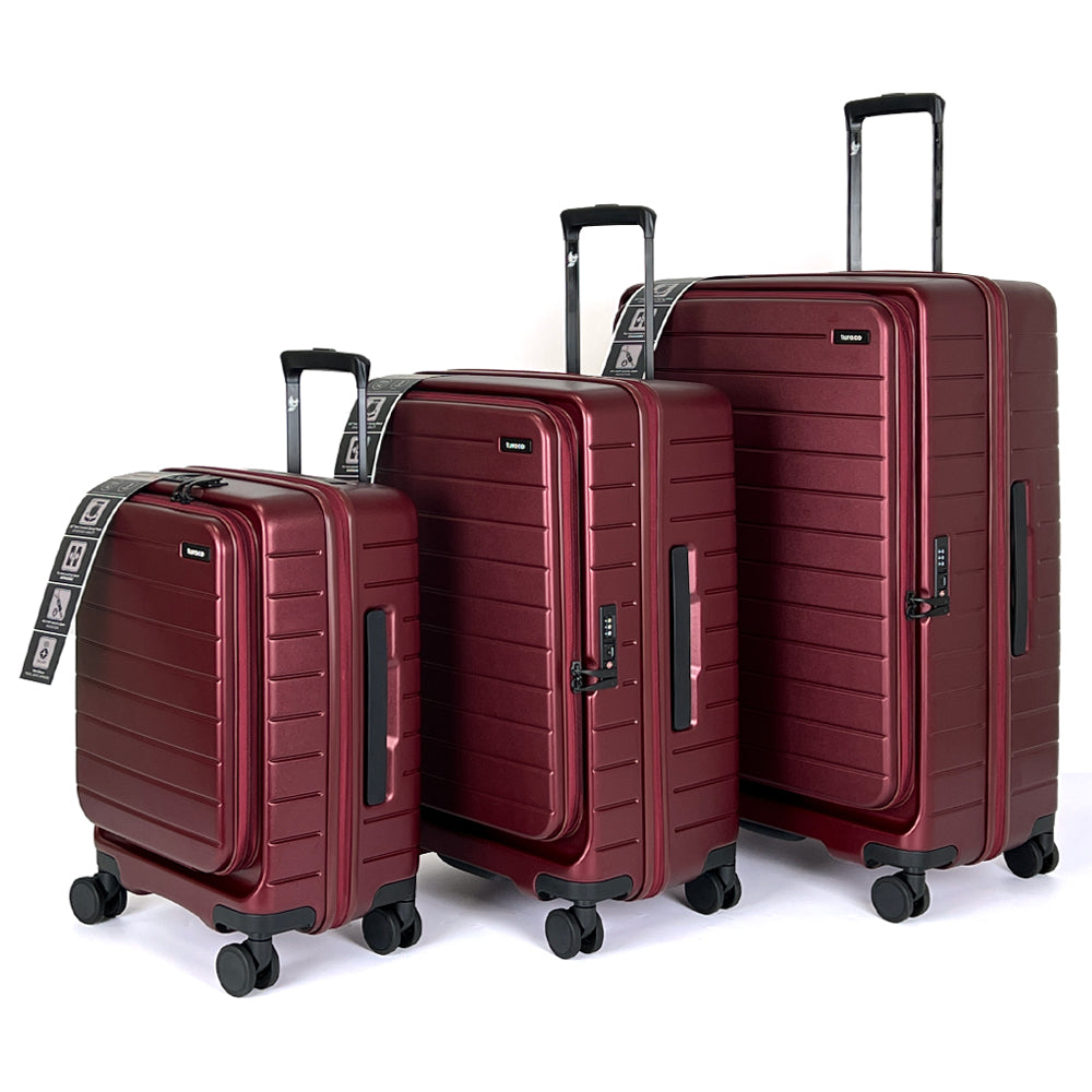 turaco 29" Silent Double-Wheel Expandable Polycarbonate Hard Case Luggage with Anti-Theft Zipper & TSA Lock - RED