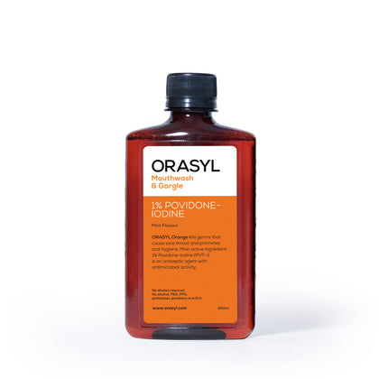 ORASYL Orange - Povidone-Iodine (PVP-I) Gargle & Mouthwash (250 ml)