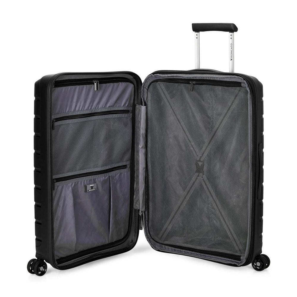 RONCATO 68cm B-Flying Polypropylene Double-Wheel Expandable Hard Case Spinner Luggage - Black