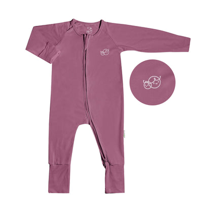 Simply Life TENCEL™ Modal - Sleepsuits long-sleeved zipper with folded mittens & footie (SMWR-39BG)
