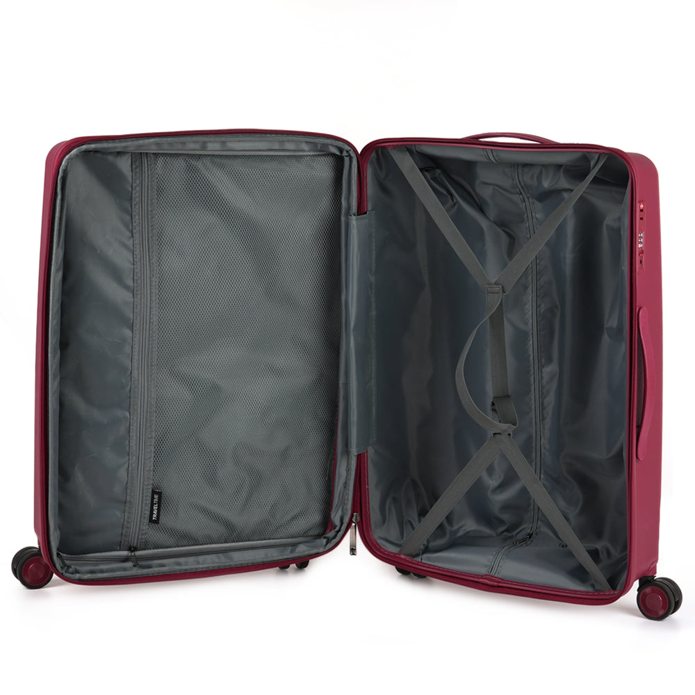 TRAVEL TIME TT-8024 20"+26" Hard Case Spinner Luggage - Expandable, TSA Lock - Wine Red