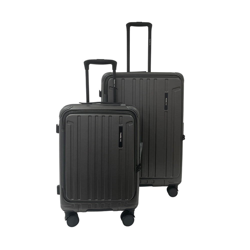 TRAVELTIME 20" + 27" Top Opening Expandable Hard Case Spinner - Dark Grey