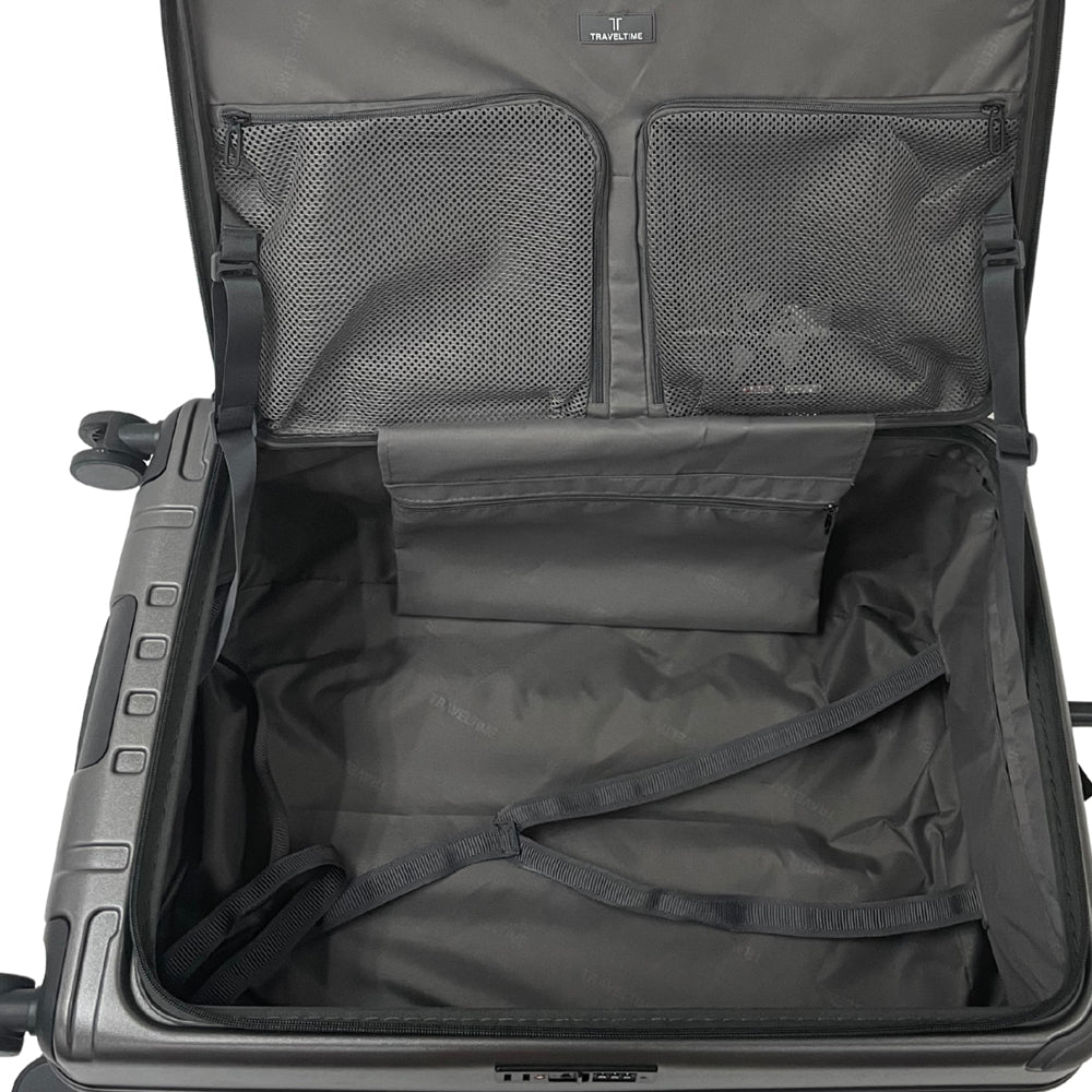 TRAVELTIME 20" + 27" Top Opening Expandable Hard Case Spinner - Dark Grey
