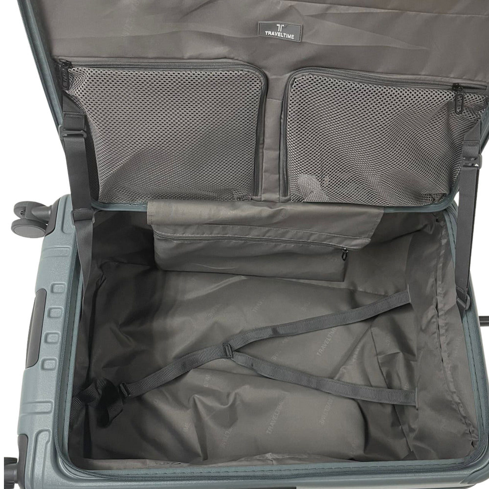 TRAVELTIME 20" + 27" Top Opening Expandable Hard Case Spinner - Stone Blue