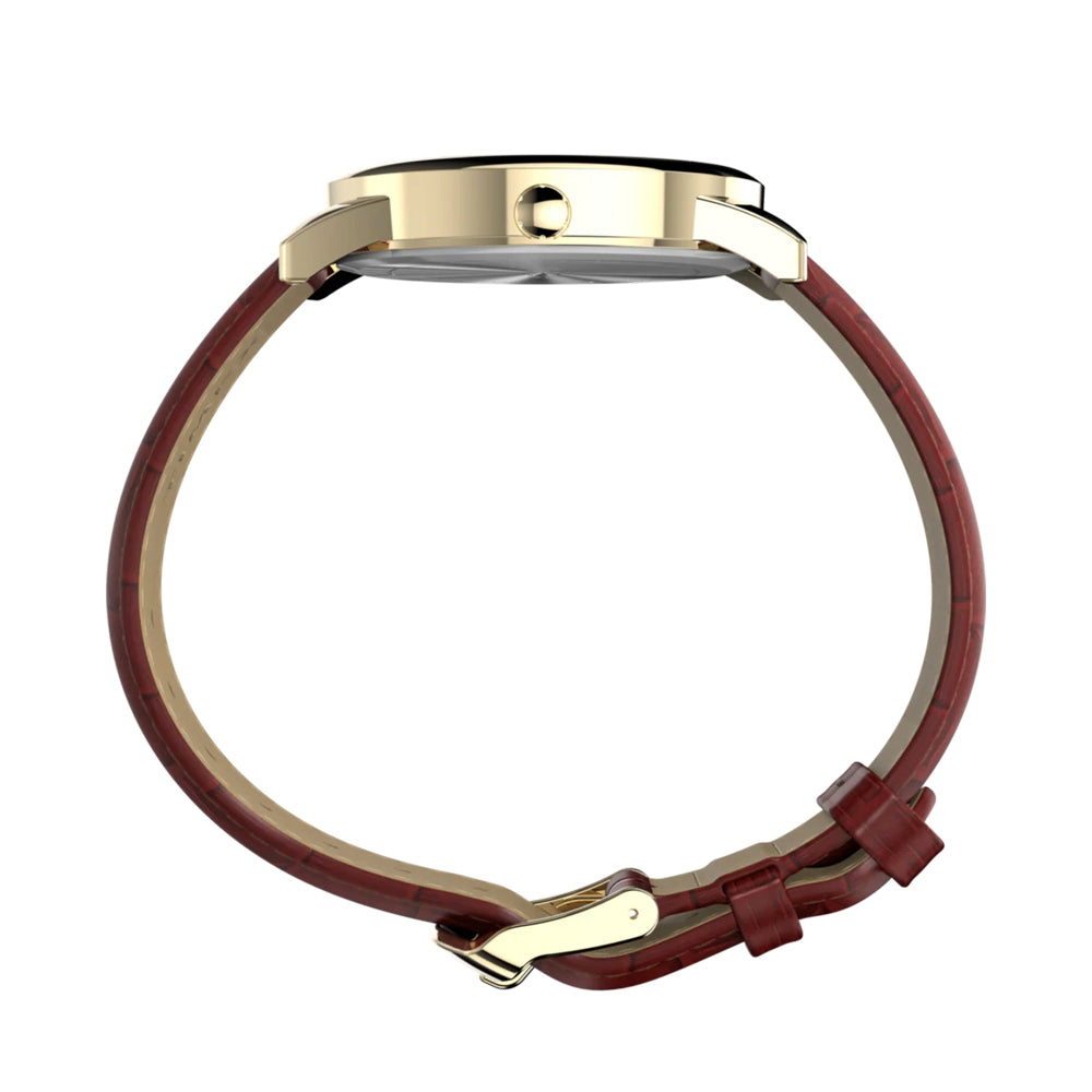 TIMEX Easy Reader® 35mm Leather Strap Watch - Brown/Gold-Tone