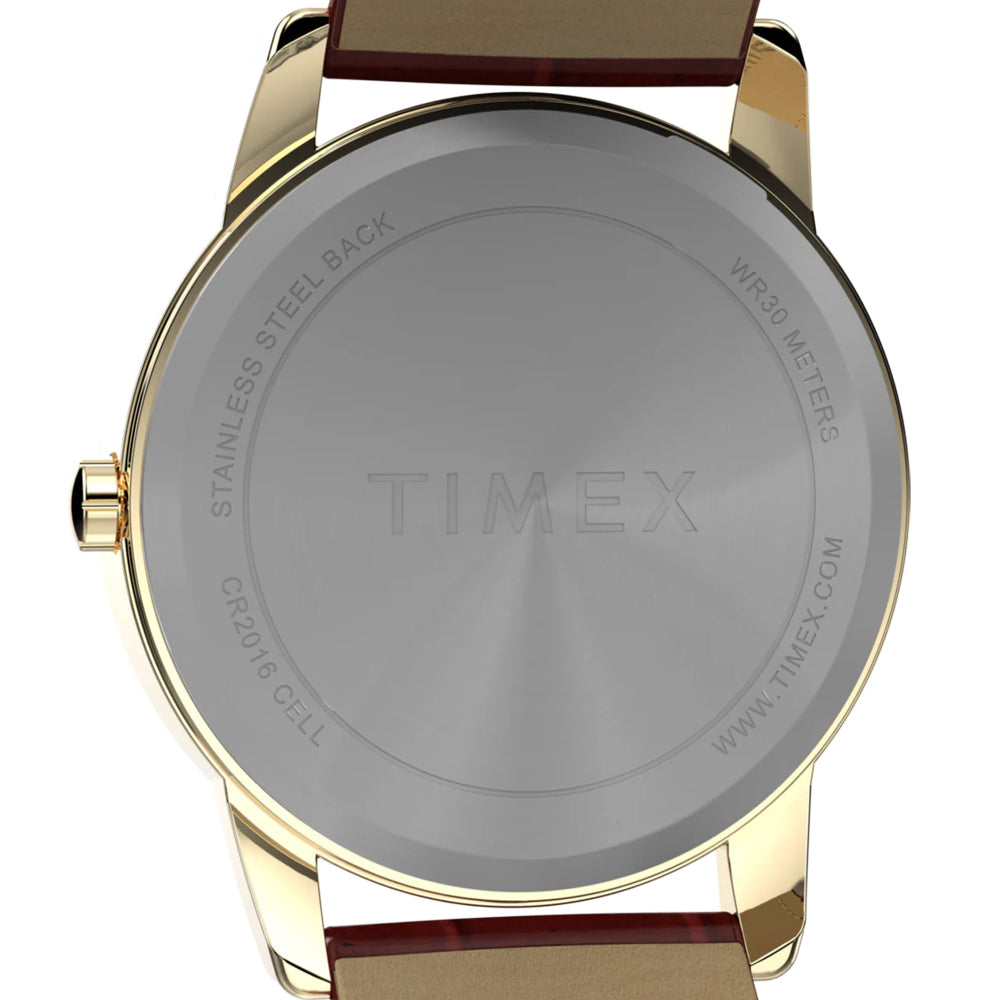 TIMEX Easy Reader® 35mm Leather Strap Watch - Brown/Gold-Tone