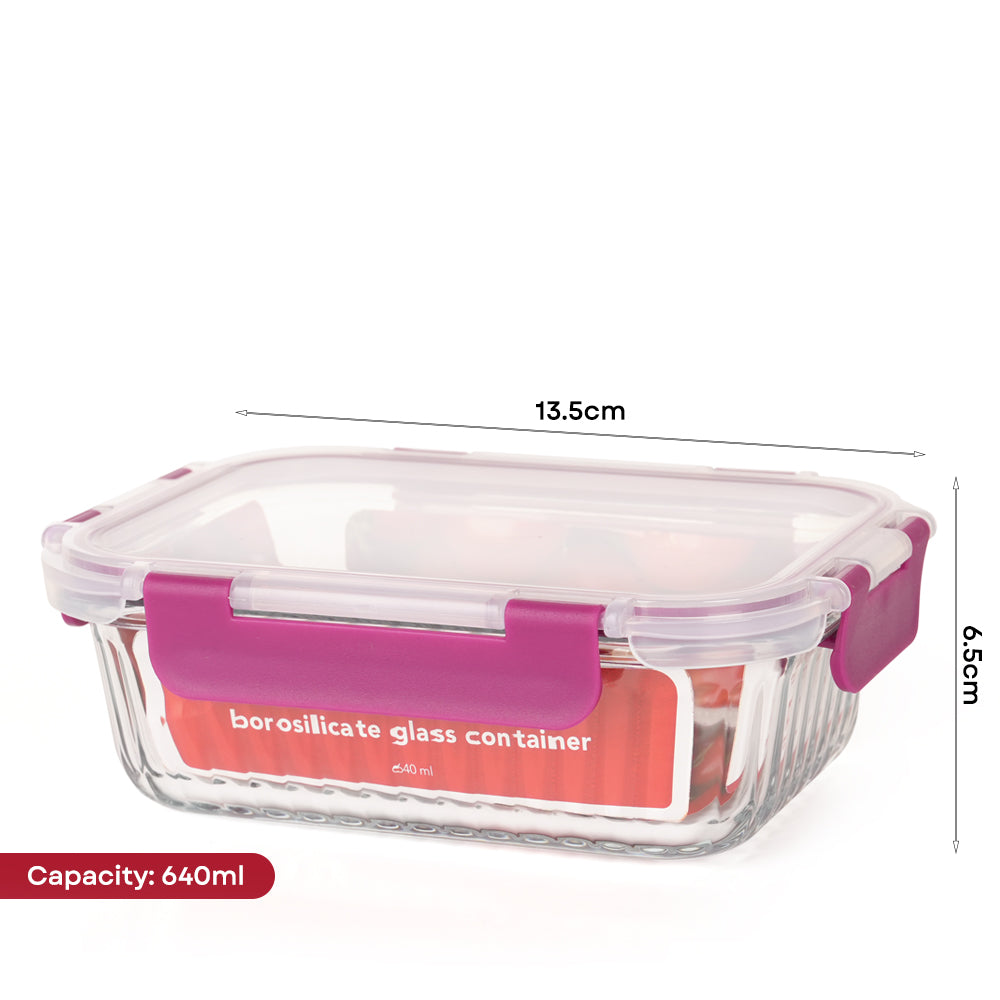 Kukeri 370ml + 640ml Borosilicate Glass Container - Maroon