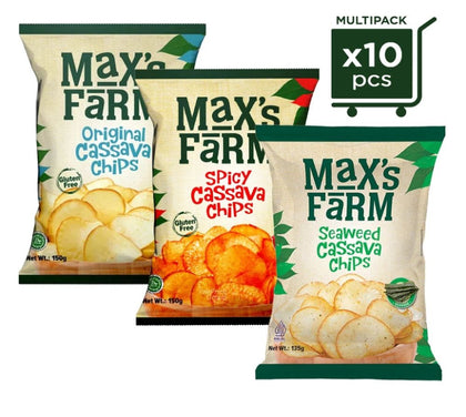 Max's Farm Cassava Chips Original / Spicy / Seaweed 150g x 10 Packs - Carton Sale