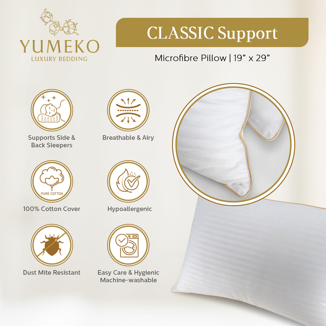 YUMEKO Classic Support Microfibre Pillow - Medium Firm / Firm