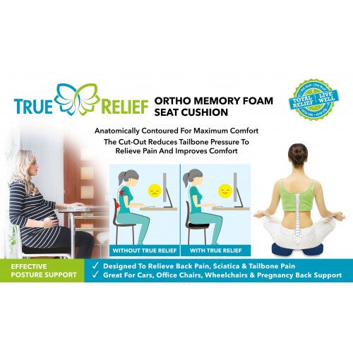 TRUE RELIEF Memory Foam Seat Cushion - Charcoal Grey