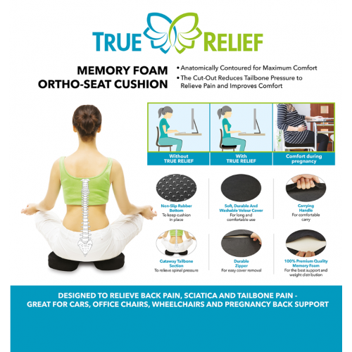 TRUE RELIEF Memory Foam Seat Cushion - Maroon