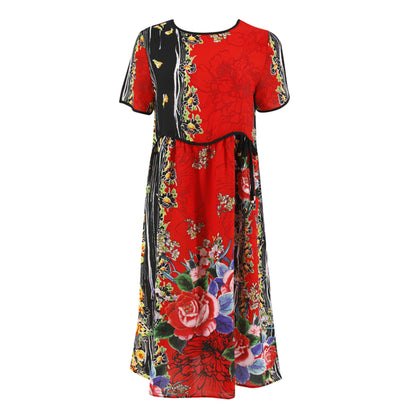 Runway Floral Print Dress - Red