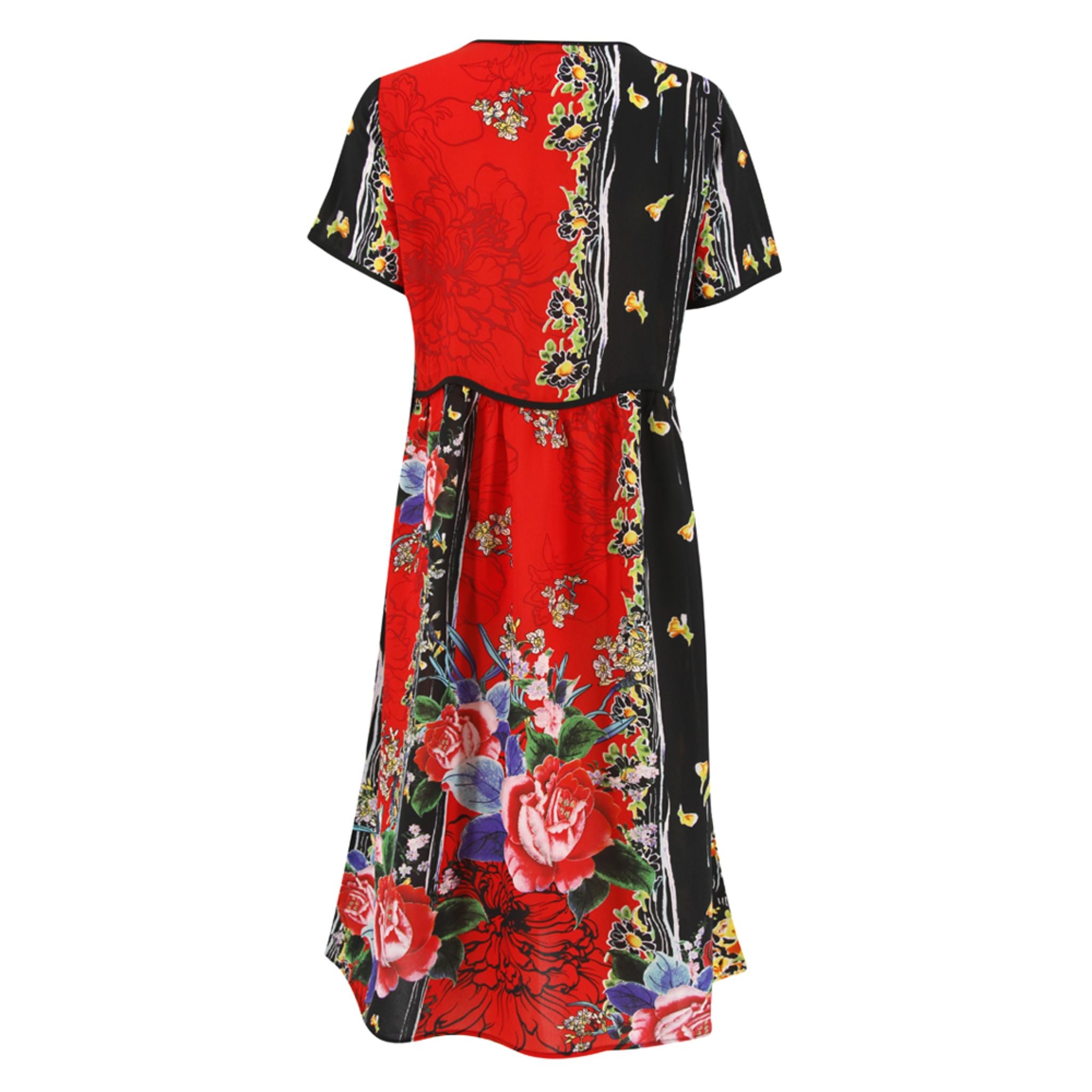 Runway Floral Print Dress - Red