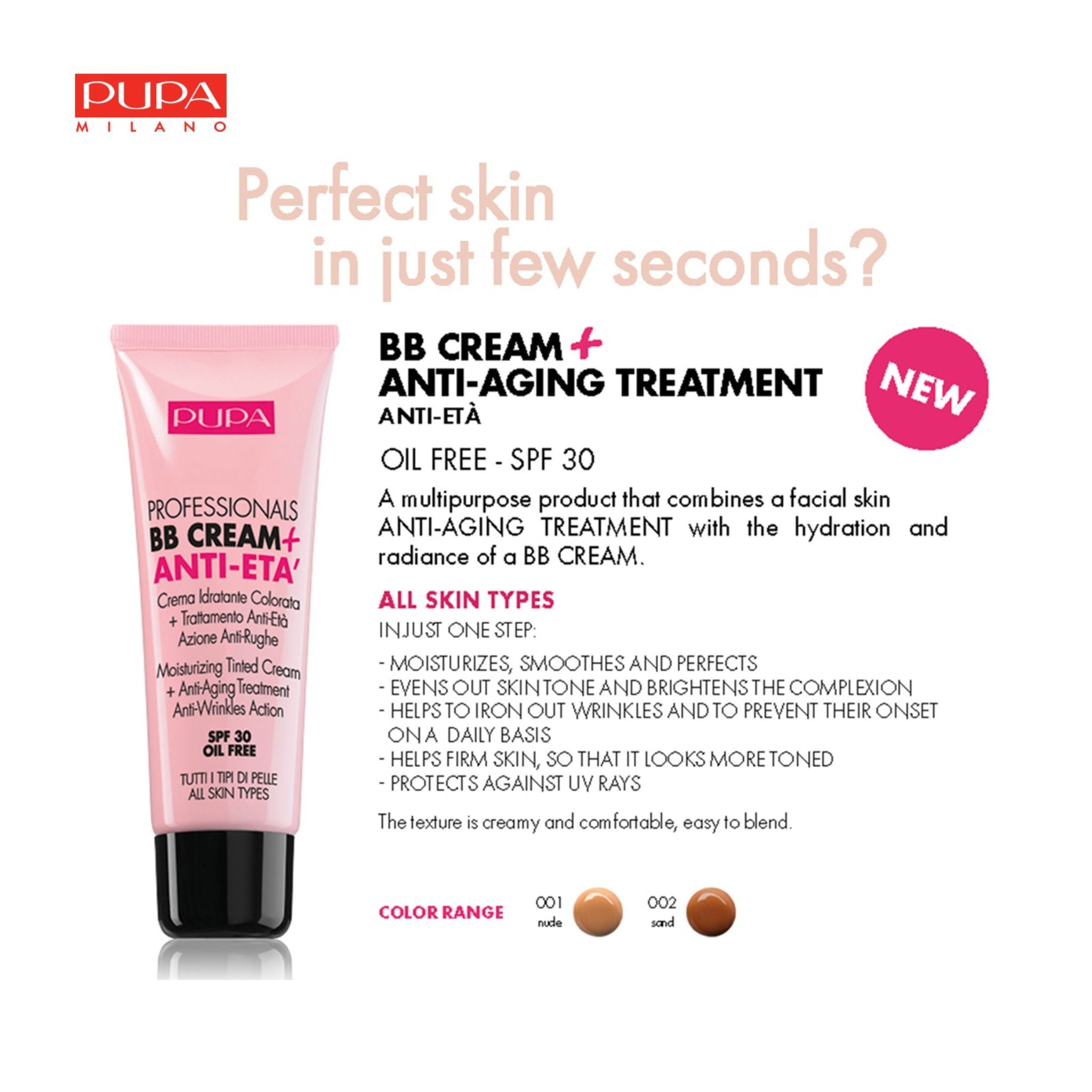 PUPA Milano Professional BB Cream + Anti-Aging Treatment 50ml #002 Sand