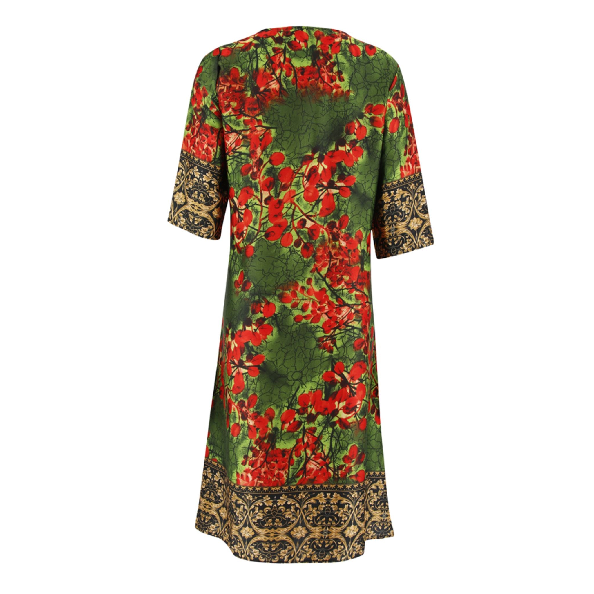 Runway Floral Print Dress - Green