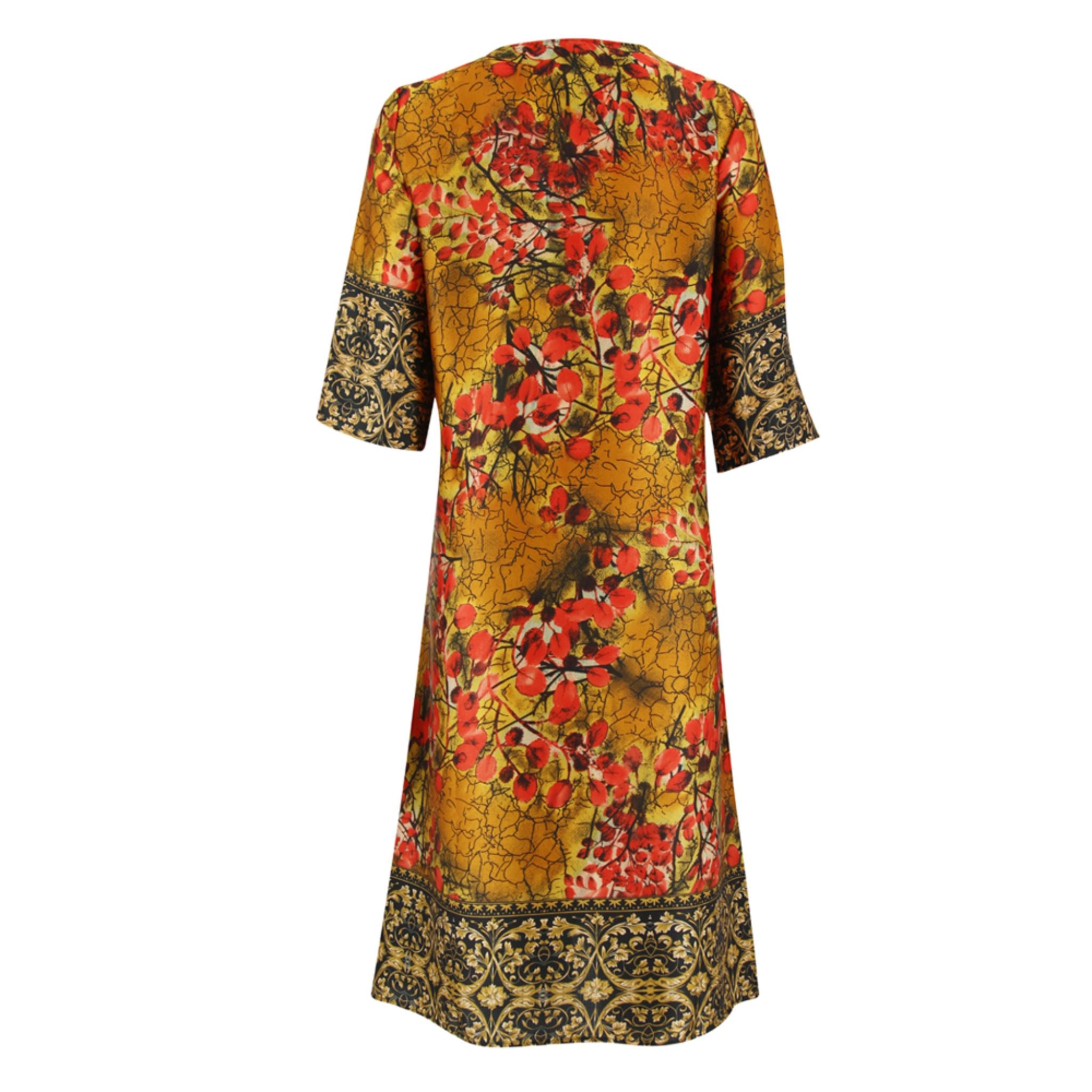 Runway Floral Print Dress - Orange