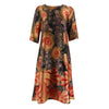 Runway Floral Print Dress - Orange