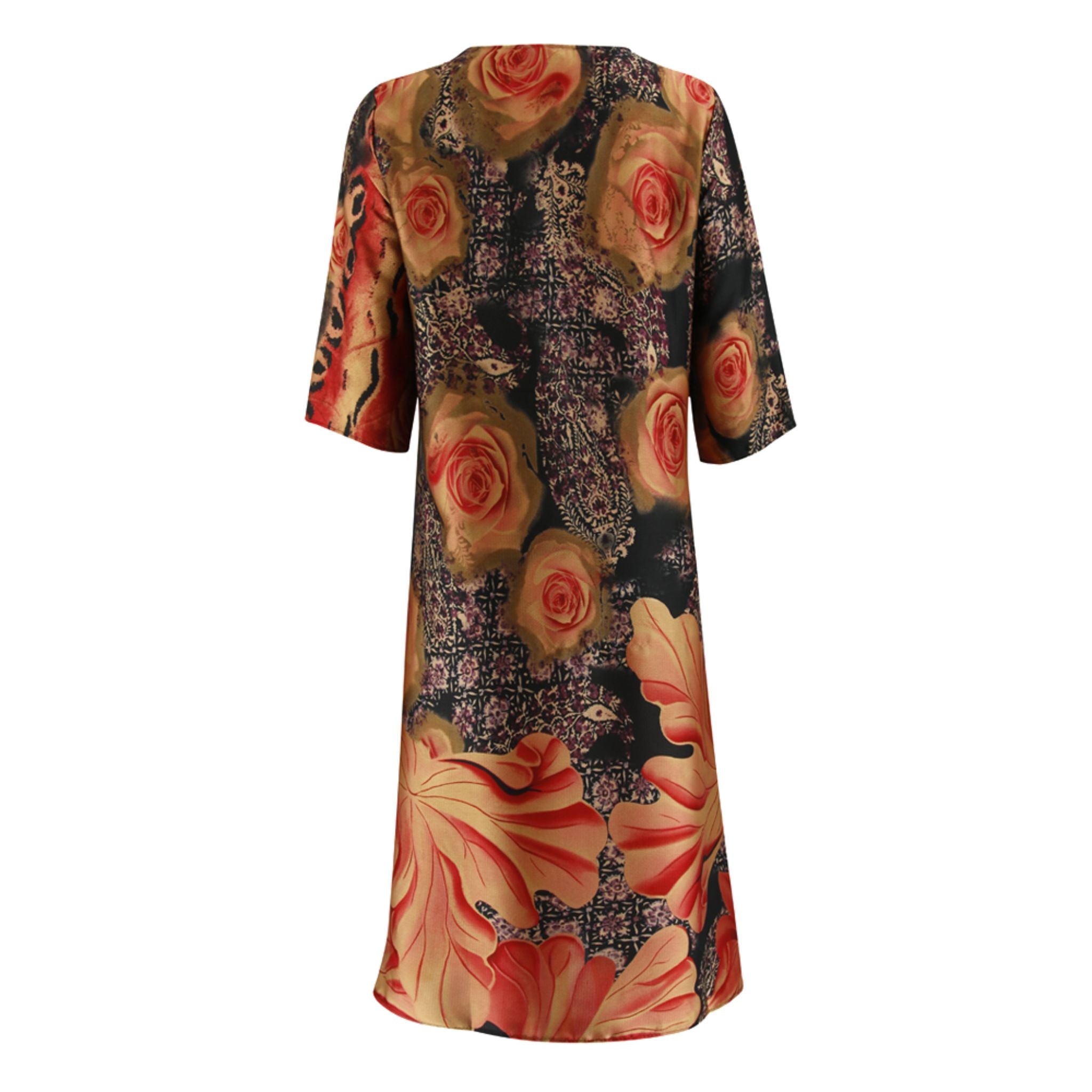 Runway Floral Print Dress - Orange