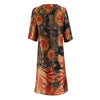 Runway Floral Print Dress - Orange