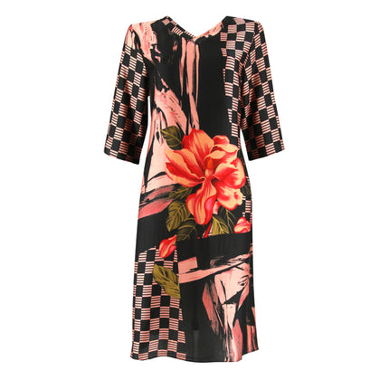 Runway Floral Print Dress - Pink